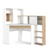 Function Plus Corner Desk with multi-functional unit In White and Oak